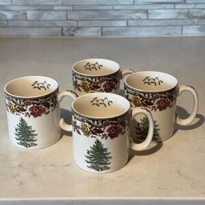 Spode Woodland Grove Christmas Tree Mugs  Coffee Cup Holiday Retired